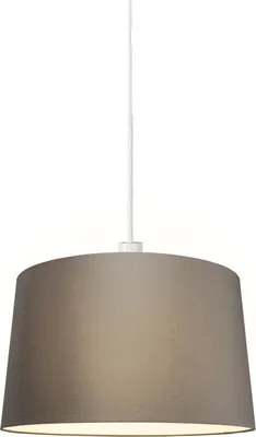 Produktbild von QAZQA - Moderne Hängelampe I Pendellampe I Pendelleuchte weiß mit Schirm 45 cm taupe - Combi 1 I Wohnzimmer I Schlafzimmer - Textil Rund - LED geeignet E27