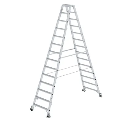 Produktbild von MUNK Stehleiter beidseitig begehbar mit Rollen 2x14 Stufen