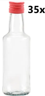 Obrázok produktu pre Fľaša MONOPOL 0,2 l číra 35 ks vrátane červených uzáverov, počet kusov v balení: 35