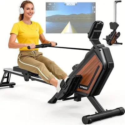 Immagine prodotto di Rematore da allenamento – Rematore pieghevole – 16 livelli di resistenza magnetica – Con Bluetooth – Peso massimo supportato: 160 kg