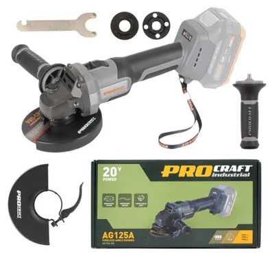 Obrázek produktu pro Procraft Industrial AG125Abb akumulátorová úhlová bruska 20 V 125 mm Brushless Solo – bez akumulátoru, bez nabíječky