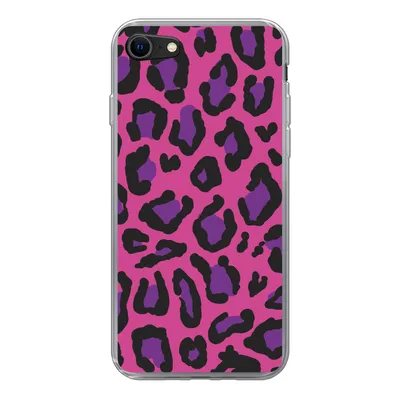 Produktbild von MuchoWow® Handyhülle Schutzhülle Hülle für iPhone 7 Pantherdruck - Rosa - Lila Silikon Softcase Handy Hülle - Kartenhalter