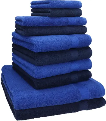 Produktbild von Betz 10-tlg. Handtuch-Set PREMIUM CLASSIC 2 Duschtücher 4 Handtücher 2 Gästetücher 2 Seiftücher  Farbe: dunkelblau & royalblau