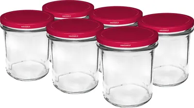 Zdjęcie produktu dla słoik prosty 346 ml fi 82 z zakrętką bordo 6 szt.
