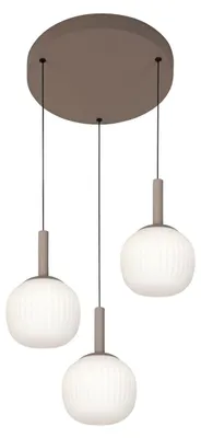 Obrázek produktu pro LED závěsné svítidlo s bílými rýhovanými stínidly, hnědé, 18 W, bílá světelná barva, 2200 lm, kov, rozměry: 150 x 43 x 43 cm, IP20, Italux