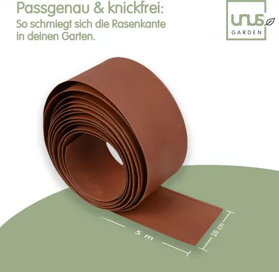 Produktbild von UNUS® Rasenkante Beeteinfassung  5 Meter Rostoptik Beetumrandung Mähkante Rost