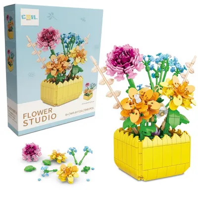 Produktbild von COIL Spielbauklötze, Blumenstrauß, Bausteinset, Spielbausteine, Baukasten, Botanische Sammlung, Wohndekor, Modell: 9112A, Bunt, 549 St.