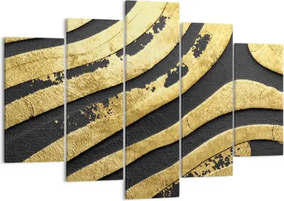 Produktbild von Bild auf Leinwand - Leinwandbild - 5 Teile - Abstraktion dreidimensional Gold - 150x100cm - Wand Bild - Wanddeko - Wandbilder - Leinwanddruck - Bilder - Wanddekoration - Leinwand bilder EA150x100-4461