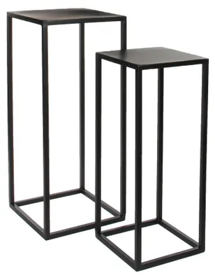 Image de Mica Decorations Goa Table d'appoint - Lot de 2 - L30 x l30 x H70 cm - Métal - Noir