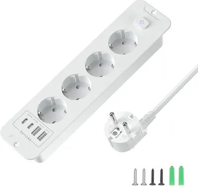 Obrázek produktu pro Rozbočovač USB-C se 4 zásuvkami pro vestavbu do stolů, odnímatelný