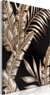 Produktbild von Italienischer Leinwand Leinwandbild - Golden Island (1 Part) Vertical 40x60 cm Blätter b-C-0706-b-a