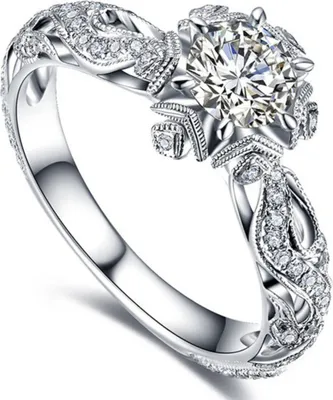 Produktbild von Frauen-Ring mit Blumen-Strasseinlage, Valentinstag, Geschenk, Hochzeit, Verlobung, Schmuck-Weißes Gold,US 9