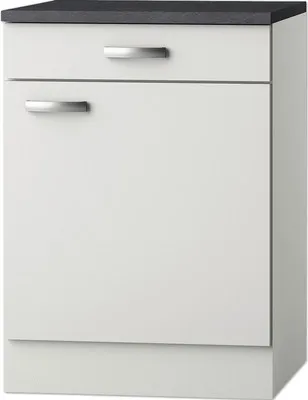 Produktbild von Optifit Unterschrank mit Schublade und Drehtür Lagos286 BxTxH 60 x 60 x 84,8 cm weiß glänzend zerlegt Anschlag reversibe
