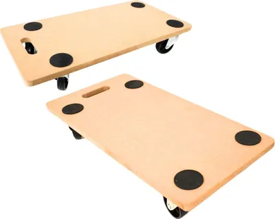 Produktbild von Profi Transportroller HERCULES | BxT 30x60 cm | Traglast 200 kg | 4 Gummirollen & Griff | MDF Holzplatte | 2 Stück | Rollbrett für Möbel Möbelroller Transporthilfe für Umzug Pflanzen Werkstatt