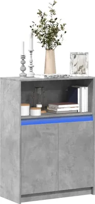 Zdjęcie produktu dla vidaXL Kredens z diodami LED szary 72x34x100 cm materiał drewnopochodny