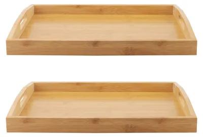 Bambus-Serviertablett 2er-Set, 40x29x5 cm, mit Griffen