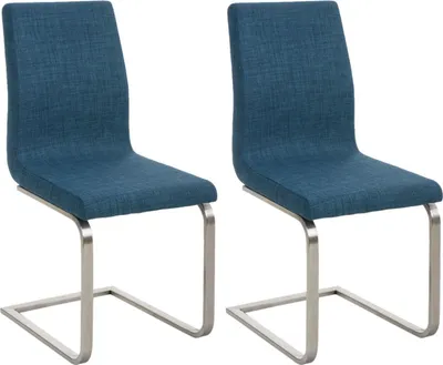 Produktbild von 2er Set Esszimmerstühle Belfort Stoff blau