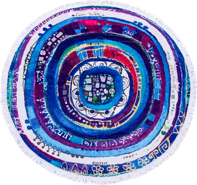 Produktbild von Biggdesign Rundes Strandtuch, Kreis Stranddecke, Baumwolle, Mikrofaser, weich, wasserabsorbierend, schnell trocknend, mitteldick, groß, Strandtuch, Evil Eye Style