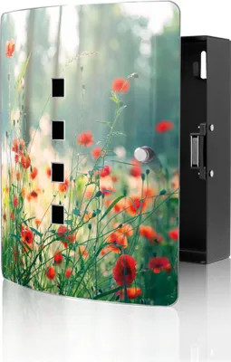 Produktbild von banjado Design Schlüsselkasten aus Edelstahl für 10 Schlüssel, Schlüsselschrank 24 x 21,5 x 7cm groß mit Magnetverschluss, Waldmohn [BWSK 12779]