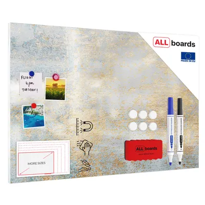 Immagine prodotto di Lavagna magnetica in acciaio CEMENTO DORATO 90x60cm METALboards lastra adatta per tutti i tipi di calamite + set di accessori GRATIS