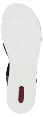 Produktbild von Rieker Damen Sandale mit T-Riemen und maritimem Dekor mit Muscheln V0649, Größe:42 EU, Farbe:Blau