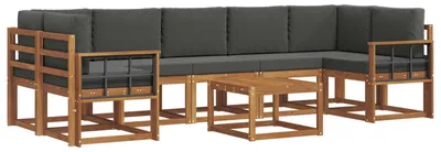 Produktbild von vidaXL Outdoor-Sofagarnitur mit Kissen 8 pcs Natur und Anthrazit