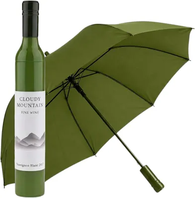 Productafbeelding van Zakparaplu - Verpakt in fles - Vermomd als wijnfles - Gag-cadeau - Cadeau-idee voor wijndrinkers - Wijnliefhebbers - Ø 90 cm