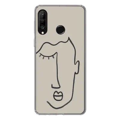 Produktbild von MuchoWow® Handyhülle Schutzhülle Hülle für Huawei P30 Lite Auge - Abstrakt - Strichzeichnung Silikon Softcase Handy Hülle - Handyhülle