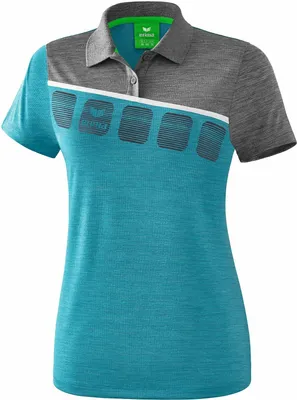 Produktbild von erima 5-C Poloshirt Damen oriental blue mel./grey mel./white 38