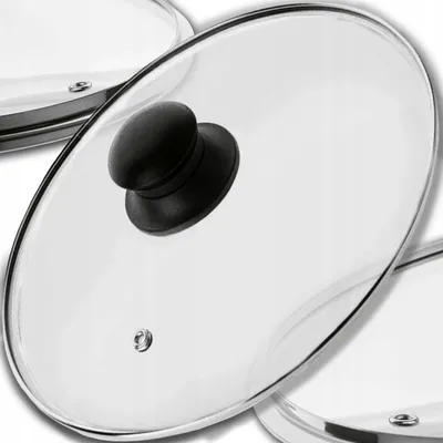 Zdjęcie produktu dla Kuketo | Szklana pokrywka 20 cm - z otworem wylotowym pary i czarnym uchwytem - odporna na ciepło, wytrzymała i łatwa do czyszczenia - odpowiednia do garnków i patelni