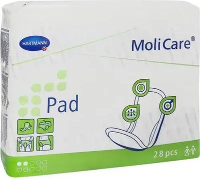 A package of HARTMANN MoliCare Pad incontinence pads.