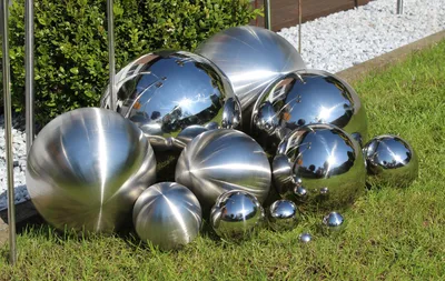 Produktbild von Edelstahl Deko-Kugel silber Gartendeko Rosenkugl Beet Teich Hohlkugel schwimmfähig Ø 2,5cm hochglanz 2 Stück