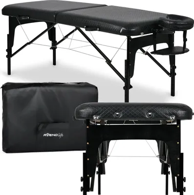 Obrázek produktu pro HABYS Estetic Black dvouzónové dřevěné kosmetické lehátko, skládací | masážní stůl, masážní lavice | 185 x 75 x 89 cm, nosnost až 250 kg | černá