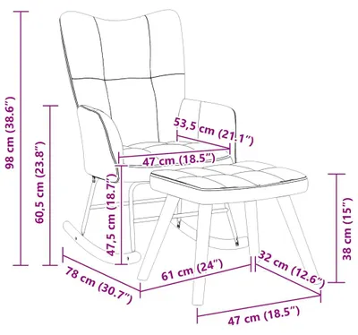 Image de vidaXL Chaise à bascule avec tabouret Velours bleu