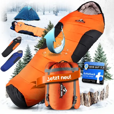 Produktbild von ACTIVE SPARK Schlafsack [Baumwoll-Double-Layer] bis -20°C atmungsaktiv Orange/Schwarz