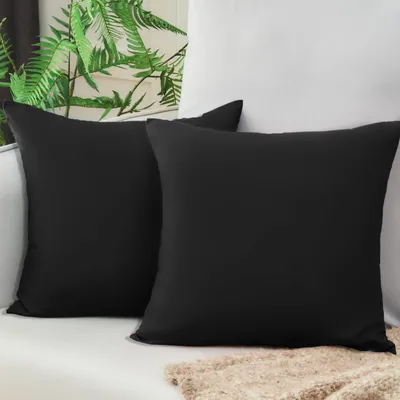 Produktbild von Sofakissenbezug 50x50 cm, schwarz, weich; Kissenbezug 50x50 cm, 2er-Set; Mikrofaser-Kissenbezüge 50x50 cm; Kissenbezug für Zierkissen 50x50 cm; ökologisch ; nachhaltig; hypoallergen