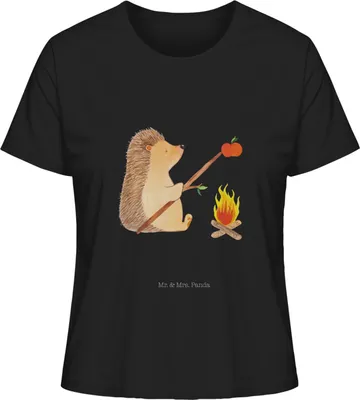 Produktbild von Mr. & Mrs. Panda Damen T-Shirt Igel Grillen Größe L - Schwarz - Geschenk, Sommershirt, Shirt Mit Print, Sinn Des Lebens, Lustige Sprüche, Basic, Spruch, Oberteil