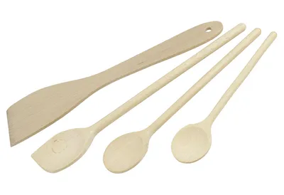 Image de FACKELMANN Cuillère/spatule en bois Fair hêtre set de 4 pièces