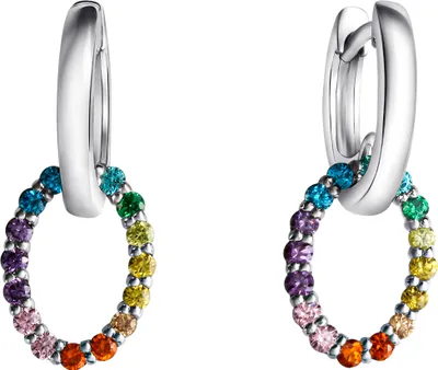 Produktbild von V Creolen 925/- Sterling Silber 2,2cm weiß Zirkonia weiß 274210057