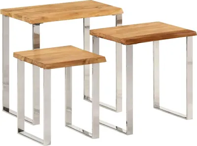 Produktbild von vidaXL Satztische mit Baumkante 3 Stk. Massivholz Akazie
