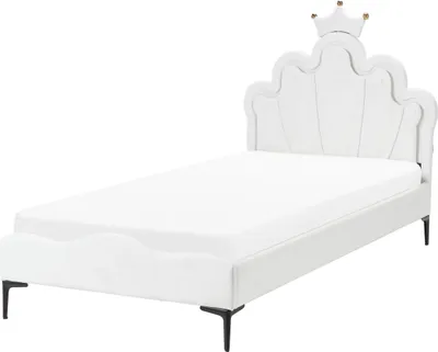 Obrázok produktu pre BELIANI Posteľ biela zamatové čalúnenie 90 x 200 cm s čelom a LED osvetlením moderný tradičný štýl detská izba
