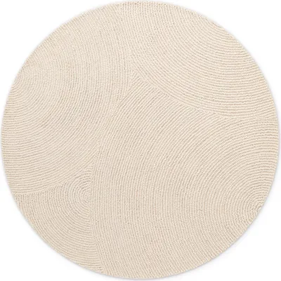 Produktbild von NYVI Teppich Eleni - Pflegeleicht, Strapazierfähig, für Innen geeignet - Wohnzimmerteppich Wollteppich - Ø 120 cm Rund - Natur Weiß