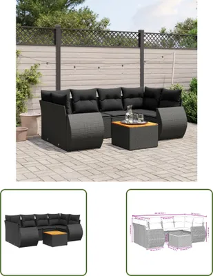 Produktbild von The Living Store 7-tlg. Garten-Sofagarnitur mit Kissen Schwarz Poly Rattan