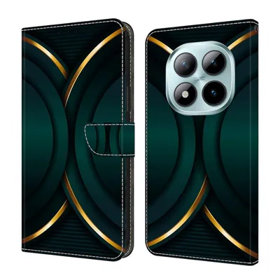 Produktbild von CLM-Tech Handyhülle kompatibel mit Xiaomi Redmi Note 15 Pro+ / 15 Pro Plus 5G Hülle - Tasche aus Kunstleder - Klapphülle mit Ständer und Kartenfächern - Schutzhülle Wallet Case Cover goldener Rand Kontur
