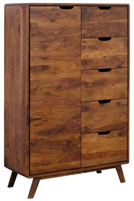 Immagine prodotto di MASSIVMOEBEL24 | Credenza in legno di Sheesham 90x40x145 Noce cerato MALMÖ 2 #109
