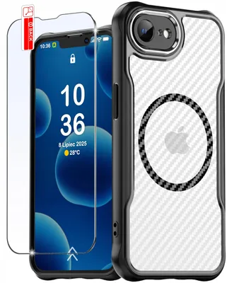 Obrázok produktu pre Čierne, matné, pancierované puzdro s posilnením pre systém Magsafe pre iPhone 16e + sklo 9H
