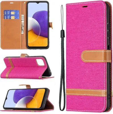 Produktbild von König Design Hülle kompatibel mit Samsung Galaxy A22 5G Kunstleder Handyhülle - Handy Case Rosa