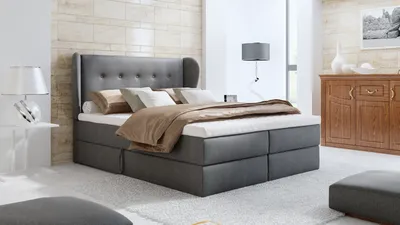 Obrázok produktu pre Bari 4 Boxspring posteľ 180x200, boxspring posteľ s podnožou, matrac Bonell a topper, Manželská posteľ, svetlosivá