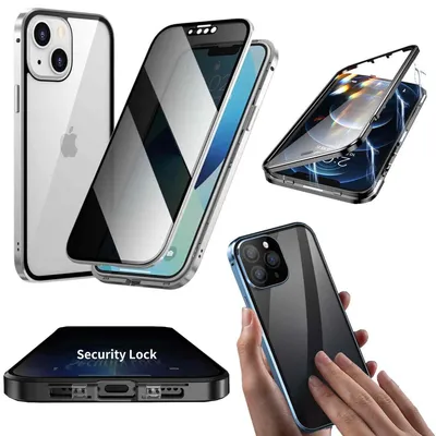 Produktbild von Für Apple iPhone 15 Plus Handy Tasche Beidseitiger Magnet Glas Bumper Privacy Case