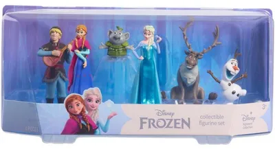 Image de Ensemble de figurines Disney Frozen (6 pièces) – Anna, Elsa, Olaf, Kristoff et Sven + une figurine d'animal, environ 8 cm, en plastique